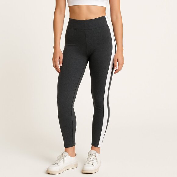 Abercrombie & Fitch Track Leggings L Gray White Side Stripe Modern Slim Joggers - Picture 1 of 8